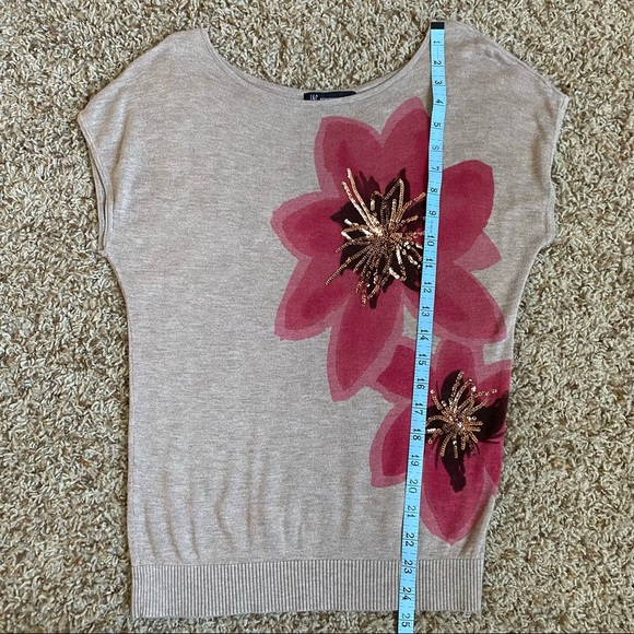 INC Dolman Sleeve Tan Embellished Lightweight Sweater Top Sequins - Picture 11 of 11